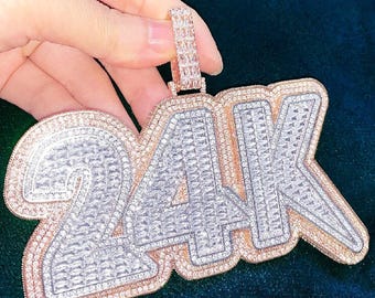 Iced Out Two-Tone Custom Name Necklace, Two-Layer Cuban Charm with Stacked Letters, Hip Hop Bling Jewelry for Men, Birthday Gift for Him/Her