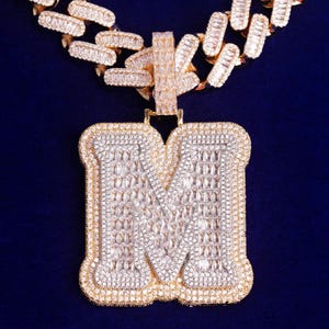 Collares con letras personalizadas - Joyería de hip hop con cadena y grabado gratis, colgante con letras de la A a la Z