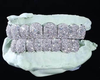 Flawless Honeymoon Set Lab Diamond Grillz Free Mold Kitz Personalised Silver 10K 14K 18K Solid Gold VVS Moissanite Iced Out Grillz for Teeth