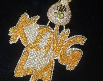 Custom Money Bag Iced Out Pendant Necklace for Men - Hip Hop Jewelry Gift, 18K Gold Plated Chain, Rapper Bling Accessories  Free Engraving