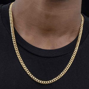 Chaîne à maillons Miami Cuban 6 mm pour homme | Collier en acier inoxydable massif plaqué or 14 carats | Cadeau de gros bijoux hip hop avec boîte-cadeau gratuite