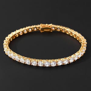 Tennis Chain Bracelet | Sparkling CZ  VVS Classic Diamond Bracelet | Gift for Her, Birthday, Anniversary Gift, Wedding Jewelry Gift for Him