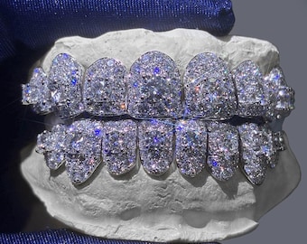 Custom Fit Grillz with Free Mold Kits S925 Sterling Silver with VVS Moissanite Dental Custom Gold iced out Grillz Make Custom Grillz
