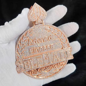 Colgante de letra personalizado con esmalte negro brillante, chapado en oro rosa de 14 quilates, colgante grande con corte de diamante redondo, regalo para él y ella, grabado gratuito.