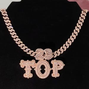 Collar con nombre personalizado, colgante con letras baguette heladas y cadena de cuerda gratis, joyería de hip hop personalizada, regalo de cumpleaños único para ella.