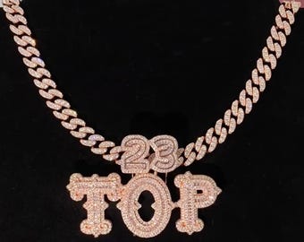 Personalized Name Necklace  Iced Out Baguette Letters Pendant & Free Rope Chain  ,Custom Hip Hop Jewelry, Unique Birthday Gift for Her