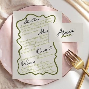 Zestaw „Odlotowe menu i wizytówki”: Oryginalne szablony nakryć weselnych (do pobrania w wersji cyfrowej)