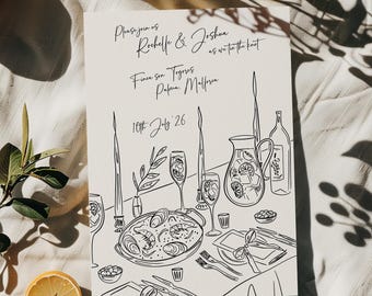 Hand Drawn Spanish Wedding Invitation Template: Spanish Food and Sangria Dinner Party (Digital Download) 004