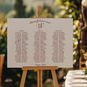 Handwritten Seating Chart for Long Tables: 3 Tables Wedding Sign (Digital Template)