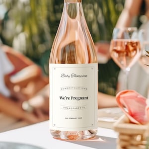 Wine Label Pregnancy Announcement to Parents | Grandparents Custom Wine Label | New Baby Surprise | Editable Digital Template | Personalised