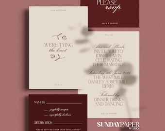 Elegant Wedding Invitation Suite, Red and Cream Old Money Invites (Digital Download) 014