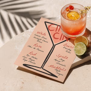 Wedding Bar Sign Template | Hand Drawn Drinks Menu | Modern Funky Arty Wedding Decor | Playful Cool Wedding Signage