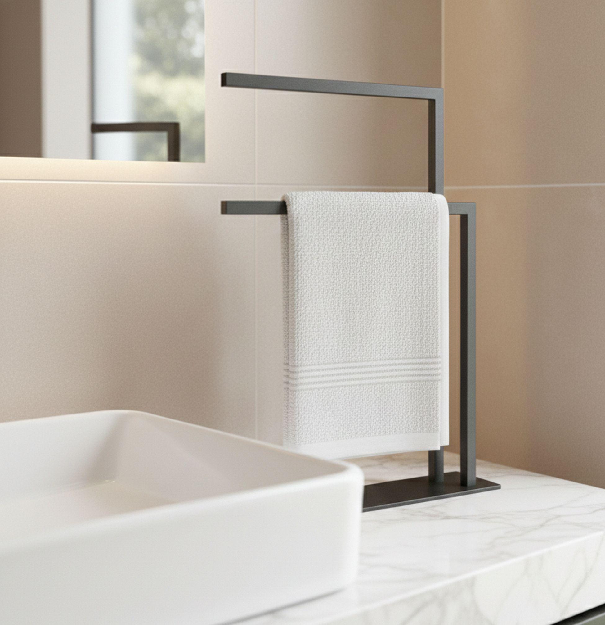 Handcrafted Metal Countertop Towel Rack, Modern Minimalist Bathroom