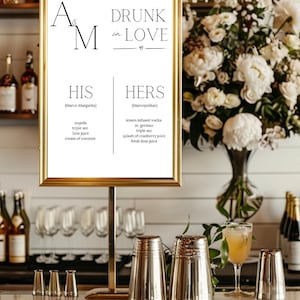 Drunk in Love Wedding Sign, Wedding Drink Sign, Reception Bar Decor, Bridal Shower Decor, Bar Sign, Customaziable, Canva template