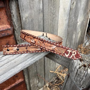 Custom Tooled Buck Stitch Belt