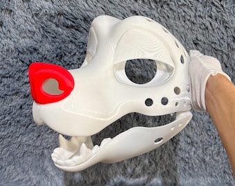 Wolf Husky Kopf Basismaske Schädelhund Toony Canine Fursuit beweglicher Kiefer 3D gedruckter einzigartiger ursprünglicher DIY Halloween-Kostüm-PLA-Kopf mit Zähnen