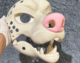 Dire Mask K9 Canine Fursuit Head Base Movable Moving Hinge Jaw- 3D Printed Wolf Furry Halloween Cosplay Cartoon Skull DIY Kemono Anthro Gift