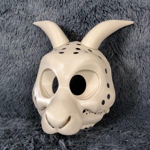 Toony Goat Mask Furry Black Phillip Fursuit Head Base Skull 3D Printed With Moveable Jaw Teeth Animal Cosplay Eyeblanks Costume Accessories