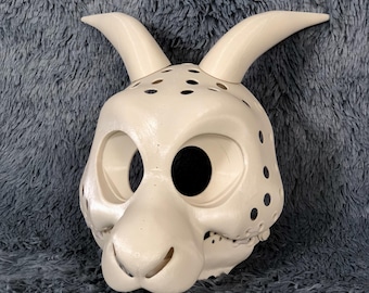 Toony Goat Mask Furry Black Phillip Fursuit Head Base Skull 3D Printed With Moveable Jaw Teeth Animal Cosplay Eyeblanks Costume Accessories