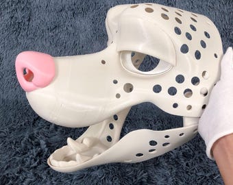 Canine Husky Fursuit Head Base K9 Movable Moving Hinge Jaw 3D Print Wolf Furry Halloween Cosplay Cartoon Coyote Skull DIY Kemono Anthro Gift