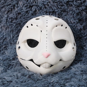 Bunny Skull Fursuit Mask Base DIY Rabbit Head with Movable Jaw Eyelids Teeth Tough Toony Style Costume Blank Furry Creators Cosplay Makers