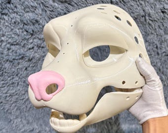 Ferret Mask Skull Caniform Furry Fursuit Head Base Moving Jaw 3D Printed Unique Original DIY Halloween Costume PLA With Eyes Teeth Eyelids
