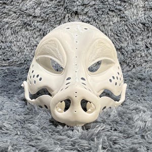 Boar Face Mask Skullpig Hog Ungulate Fursuit Head Base 3D Printed Detachable Moving Jaw Costume Cosplay Furry Animal Eyeblanks Nose Teeth