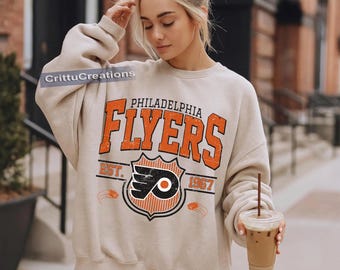 Moletom vintage do Philadelphia Flyers, camiseta para torcedor de hóquei da Filadélfia, presente para dia de jogo de hóquei no gelo