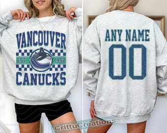 Felpa da hockey dei Vancouver Canucks, maglietta vintage dei Canucks, maglietta da tifoso dell'hockey dei Vancouver Canucks, felpa da hockey, maglione da hockey per ragazzi dei Canucks