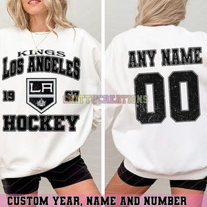 Personalized Los Angeles Hockey Sweatshirt, Los Angeles Kings crewneck, Los Angeles Hockey shirt, Custom Hockey Shirt, Hockey Number Shirt