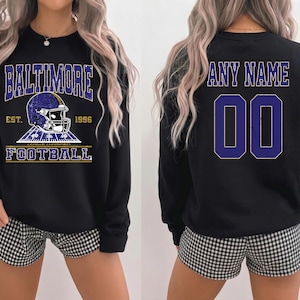 Personalized Baltimore Football Sweatshirt, Baltimore Football Crewneck, Baltimore Game Day Fan Gifts