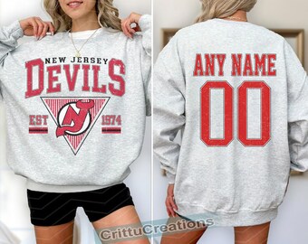 New Jersey Devils Sweatshirt | New Jersey Devils hoodie| Vintage New Jersey Hockey tshirt | Personalized New Jersey hockey tee | Hockey Gift