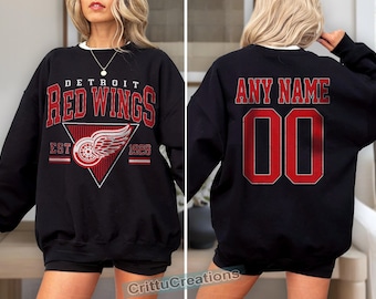 Sudadera personalizada de los Detroit Red Wings / Sudadera con capucha de los Detroit Red Wings / Camiseta vintage de hockey de Detroit / Camiseta de hockey de Detroit / Regalo de hockey