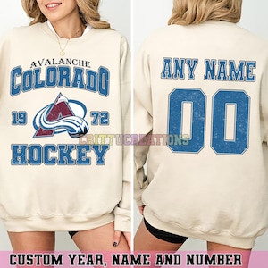 Personalized Colorado Hockey Sweatshirt, Colorado Avalanche crewneck, Colorado Hockey shirt, Custom Hockey Shirt, Hockey Number Shirt
