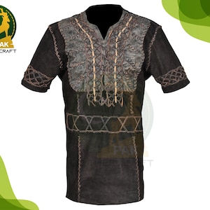 Inspiriert von König Ragnar Lothbrok Lederweste, Handgefertigte Wikinger Lederjacke, Mittelalter Tunika, Nordische Kriegerweste, Halloween Cosplay Kostüm