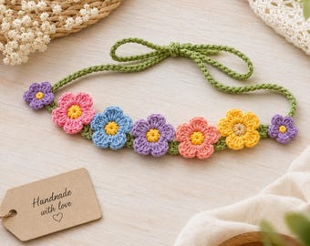 Crochet Flower Bracelet Pattern PDF, Mini Daisy Friendship Bracelet, Beginner Crochet Jewelry, Scrap Yarn Gift, Instant Digital Download