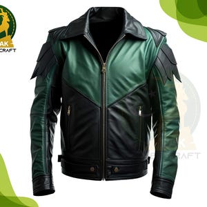 Mens Leather Jacket Green and Black Genuine men Leather Jacket real Cowhide biker jacket Motorcycle Jacket cosplay jacket