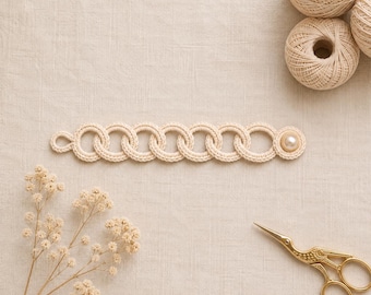 Crochet Bracelet Pattern PDF, Interlocking Chain Link Bracelet, Beginner Crochet Jewelry, Thread Crochet Pattern, Instant Download