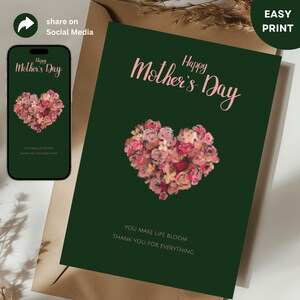Plantilla editable para tarjeta del Día de la Madre / Tarjeta imprimible en Canva / Descarga instantánea / Regalo DIY para el Día de la Madre / Tarjeta de felicitación digital