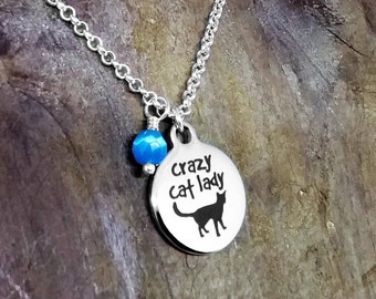 CAT LADY NECKLACE, Pet Lover Gift, Cat Mom, New Pet Gift, Animal Rescue, Custom Jewelry, Under 50 dollars, Personal Gifts, Nickel Free