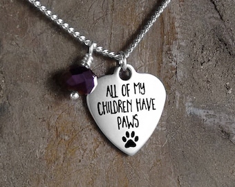 Personalized Pet Necklace, Pet Lover Gift, Dog Mom, Cat Mom, New Pet, Paw Prints, Animal Rescue, Under 30 dollars, Nickel Free Jewelry