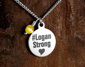 LOGAN STRONG NECKLACE, Gift of Donation, Faith, Love, Superhero, Free Gemstone, Finding Cures, Supporting Logan, Compassionate gift