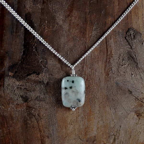 JASPER NECKLACE, Gift Wrapped, Natural Sesame Jasper, Stone Jewelry, Kiwi Jasper, Genuine Stone, Animal Rescue, Jasper