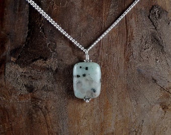 JASPER NECKLACE, Gift Wrapped, Natural Sesame Jasper, Stone Jewelry, Kiwi Jasper, Genuine Stone, Animal Rescue, Jasper