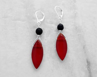 Romantic Red Earrings, Red Jewelry, Red Briolette Earrings, Leverback, Pierced Earrings, Shop For A Cause, Stylish Gifts, Fashion