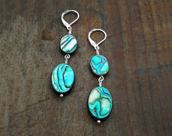 Abalone, Under 25 Dollars, Abalone Jewelry, Lever back Earrings, Nickel Free Earrings, Charitable Gifts, Gift for Girlfriend, Bright Colors