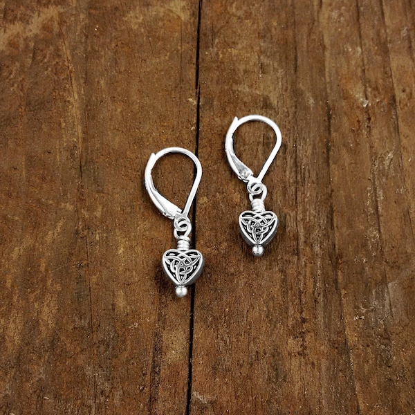 TINY CELTIC HEART Earrings, Celtic Knot Jewelry, Irish Gift, Tiny Heart Earrings, Comfortable Earrings, Animal Rescue, Gift Wrapped