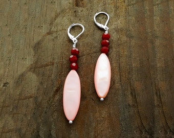 Semi Precious Stone Earrings, Long Earrings, Pearl Jewelry, Gift For a Friend, Eye Catching Earrings, Comfortable Jewelry, Dangle Earrings