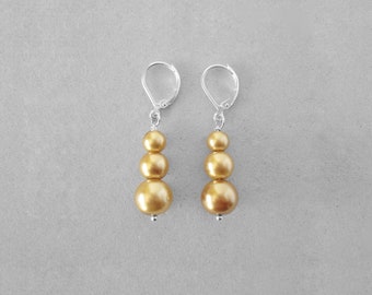 Gold Earrings - Gold Jewelry - Romantic Gift - Nickel Free Jewelry - Charitable Gift - Mixed Metal - Leverback Earrings - Wedding Jewelry