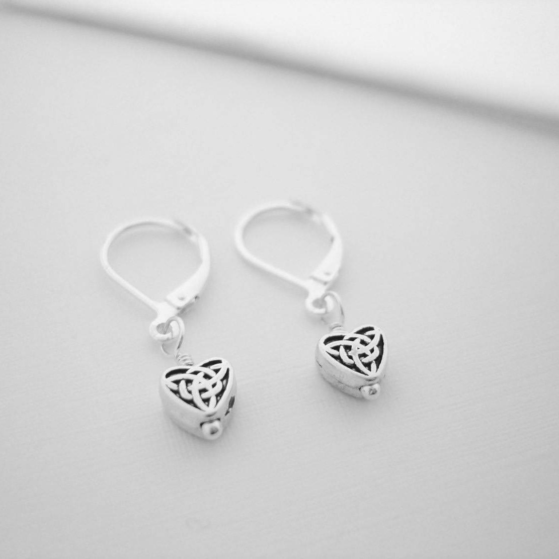 TINY CELTIC HEART Earrings Celtic Knot Jewelry Irish Gift | Etsy